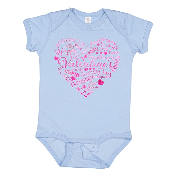 Inktastic Valentine words in pink Boys or Girls Baby Bodysuit