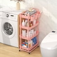 thumbnail image 3 of Carrito utilitario JIUYOTREE de 4 niveles, rollo rosa con tazas, 3 of 8