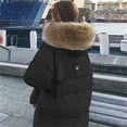 thumbnail image 4 of Uooqdmx Puffer Jacket Womens Winter Coats Long Winter Puffer Coat Warm Maxi Down Jacket Faux Removable Hood Parka Trench Coat Women Black L, 4 of 5