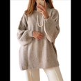 thumbnail image 2 of Suéteres de Cuello Alto de Gran Tamaño para Mujer, Jerseys de Punto Grueso de Larga, Ropa de Moda de Invierno, Otoño Caqui L, 2 of 10