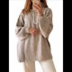 thumbnail image 2 of Suéteres de Cuello Alto de Gran Tamaño para Mujer, Jerseys de Punto Grueso de Larga, Ropa de Moda de Invierno, Otoño Caqui L, 2 of 10