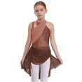 thumbnail image 3 of Oyolan Robe Justaucorps Dos Croisé Sans Manches pour Filles, Danseuse de Ballet, Marron 8, 3 of 5