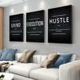 thumbnail image 2 of [3pcs Grind Art Deco Canvas] 3pcs Art Deco Canvas Wall Art Set - Inspirational Quotes "Grind, Execution, Hustle" - Frameless Ink Art Prints for Home Office, Living Room, Bedroom, Classroom - Indoor, 2 of 4