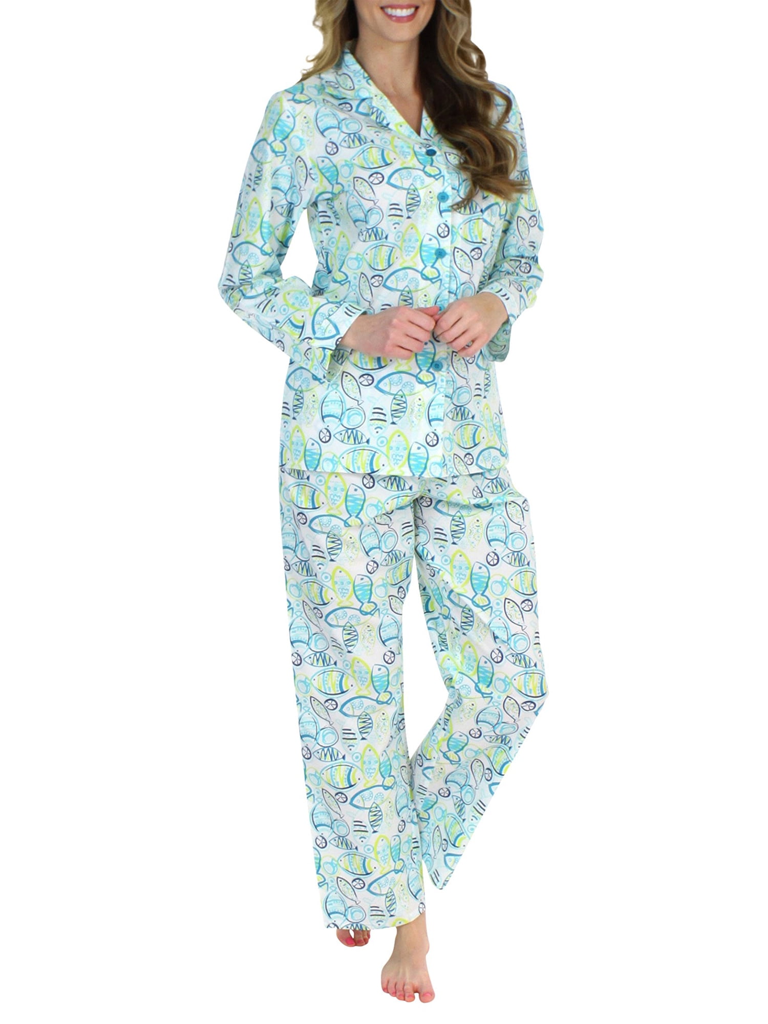 Sleepyhead Sleepyheads Women's Poplin Cotton Button Up Top and Pants