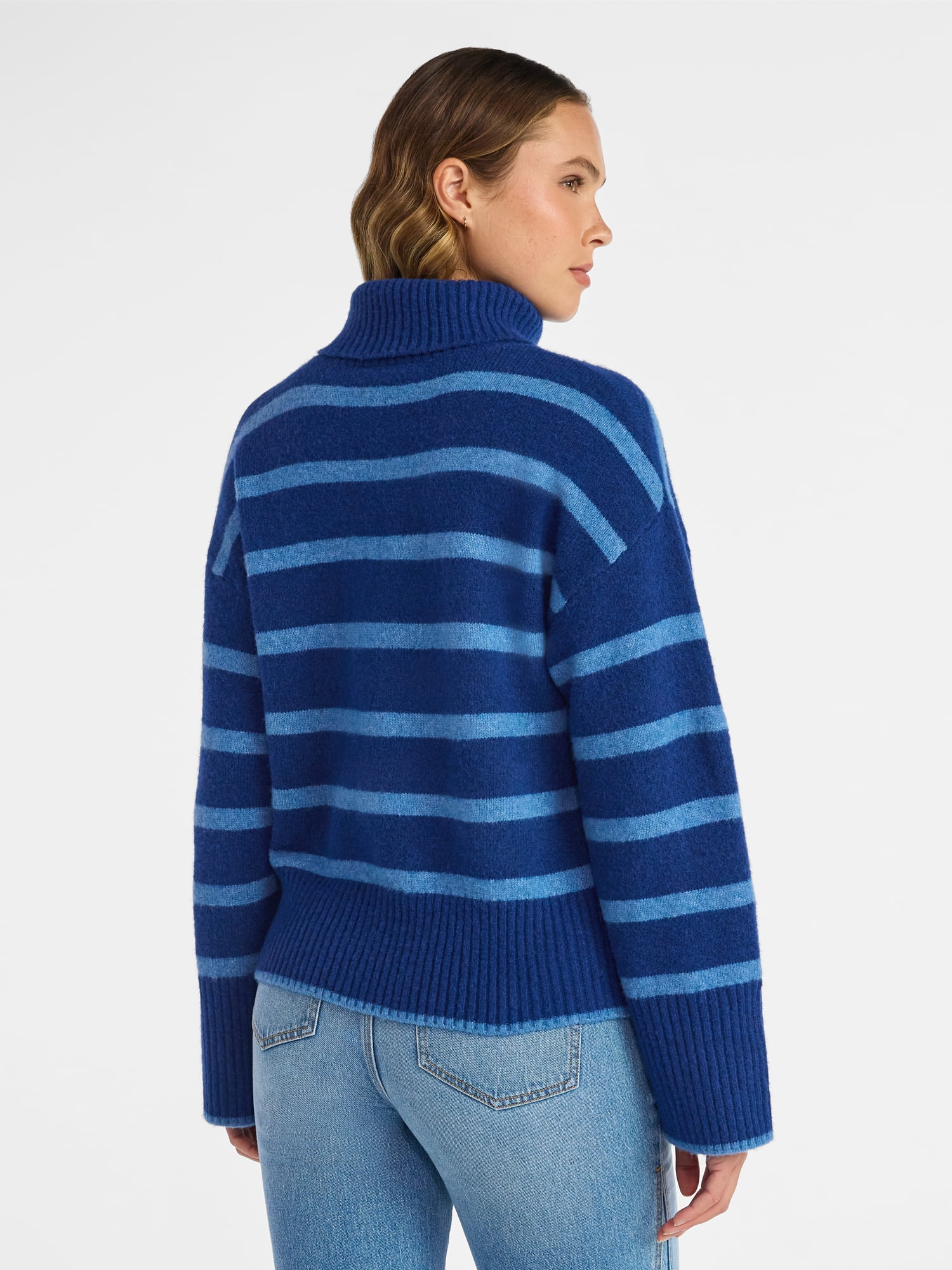 Time and Tru Women's Chunky Turtleneck Pullover Sweater with Long Sleeves, Mid-weight, Sizes XS-XXXL
