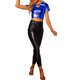 thumbnail image 2 of INSPIRE CHIC Crop Tops Metálicos para Mujeres con Manga Corta y Abertura para Fiesta de Halloween Top Holográfico Brillante L Azul, 2 of 5