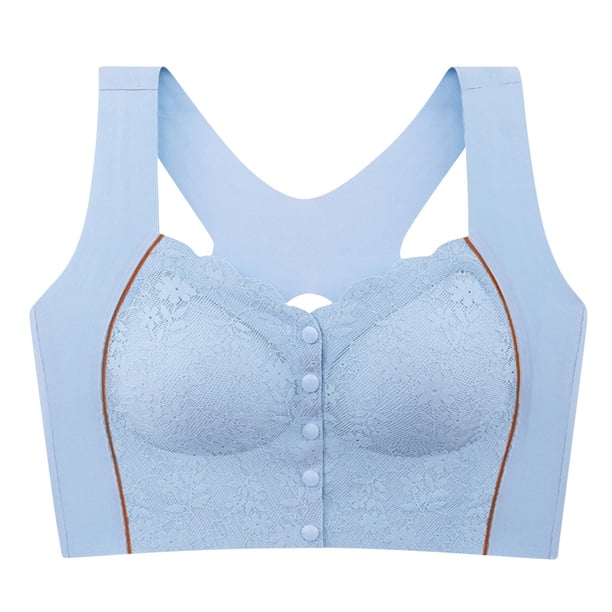 Sujetador sexy con hebilla delantera de encaje para mujer - Talla grande, sin aros, tirantes ajustables, diseño moderno