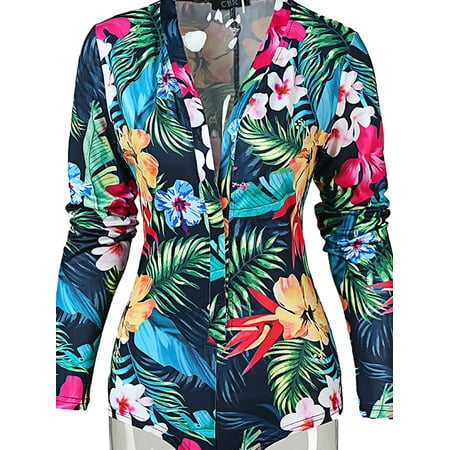 

Women s Sexy Bodycon One Piece Jumpsuit Deep V Neck Long Sleeve Stretch Funny Printed Leotard Pajamas Romper Casual Home Wear