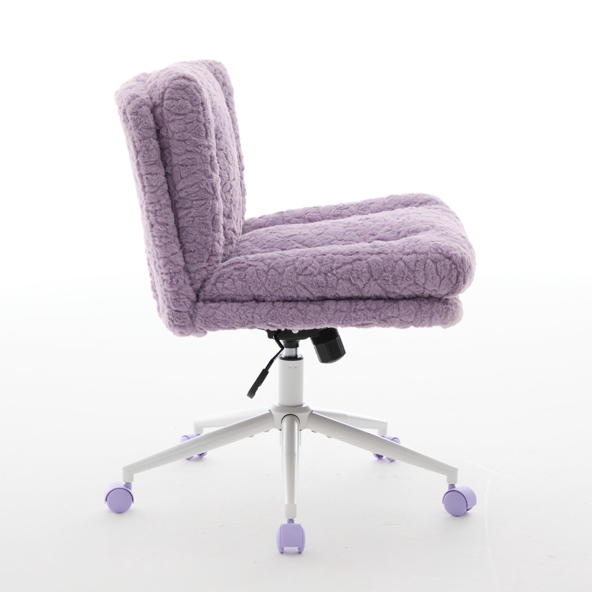 26.4" Wider Seat Office Chair, Artificial Rabbit Hair Home Chair with Metal Base, Adjustable Desk Chair Swivel Office Chair, Vanity Chair (Violet)