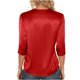 thumbnail image 5 of RKSTN 3/4 Length Sleeve Womens Satin Tops Oversized Crewneck Satin Silk T Shirts Blouses Womens Casual Solid Plus Size Round Neck Loose Fits Three Quarter Sleeve Shirt Spring Summer Clothes, 5 of 9