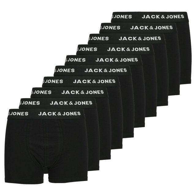 JACK&JONES Calzoncillos bóxer para niño, lote de 10 - JACHUEY TRUNKS, algodón elástico, logo en la cintura Negro 152
