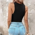 thumbnail image 4 of Women Built-in Bra Tank Tops Sleeveless Casual Shirts Racerback Ribbed Fitted Tank Tops,Black S, 4 of 7