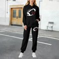 thumbnail image 2 of Women's Sweatsuits 2 Piece Game Day Football Print Hooded Track Suits Long Sleeve Fashion Travel Outfit Winter Clothes, 2 of 4