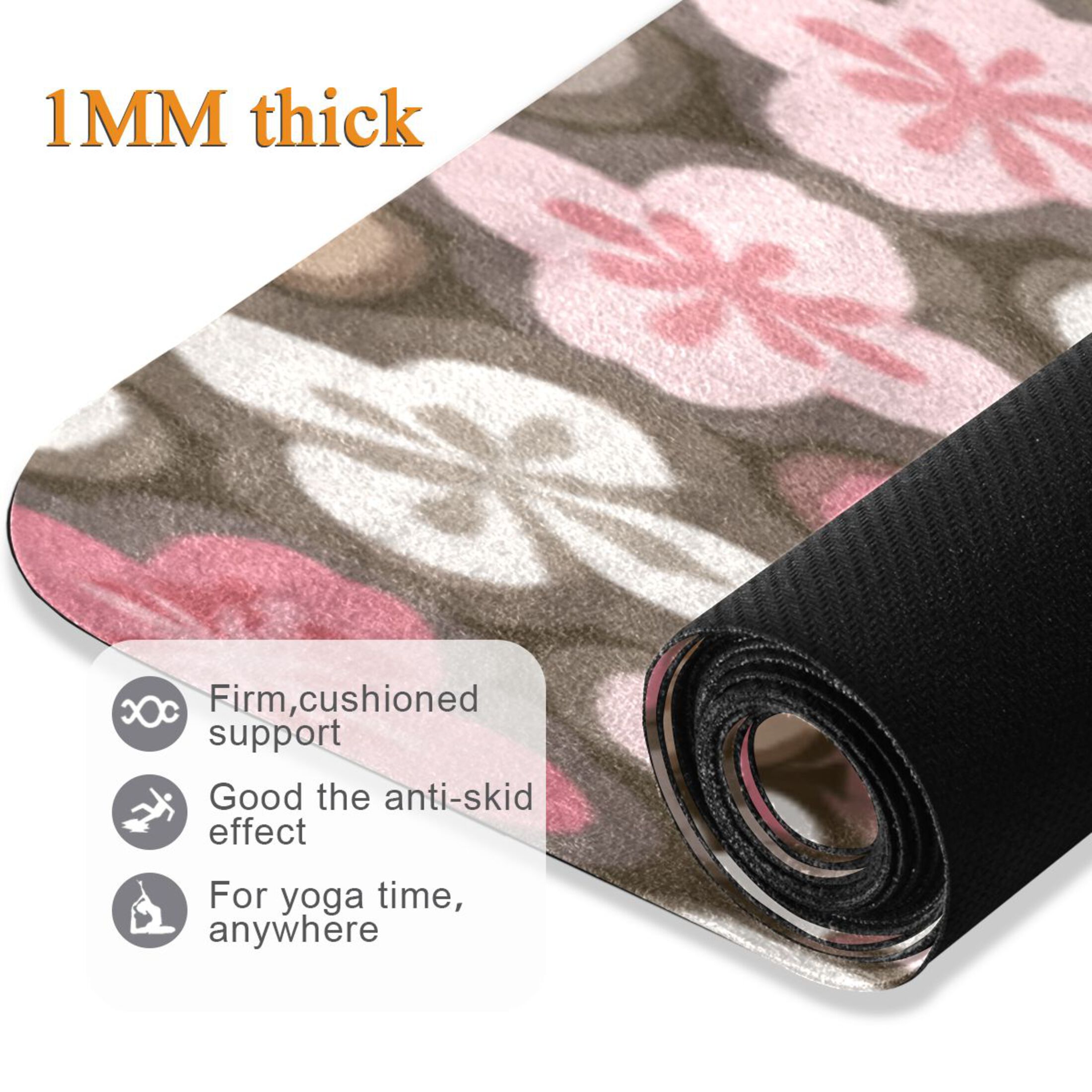 BZSMCE Yoga Mat Women Fitness Mat Quilted Floral Pastel Medley Pattern