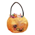 thumbnail image 5 of Halloween Plush Pumpkin Trick Or Treat Candy Bag, Cute Spider Boo Print Handheld Treat Bucket, Reusable Kids Carry Pouch for Trick-or-Treating Party Favors, 5 of 6