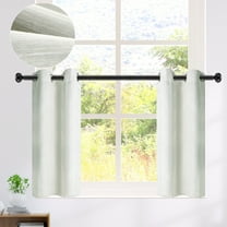 PiccoCasa 2 Panels Kitchen Linen Look Blackout Curtains Beige 29"x24"