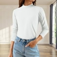 thumbnail image 2 of Chuancc Womens Turtleneck Sweater Chunky Sweaters For Women Sweaters For Women Trendy Long Sleeve Sweater Women'S Velvet Long Sleeved Base Shirt Turtleneck Knit Pullover White L, 2 of 9