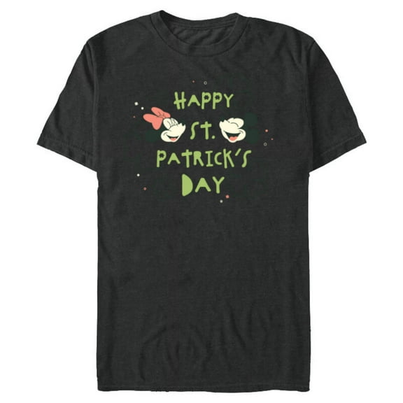Disney Mickey & Minnie Mouse Clovers Happy St Patrick’s Day - Short Sleeve Blended T-Shirt for Adults - Customized-Dark Heather