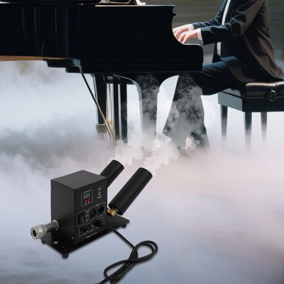 150W Freestanding Dual Nozzles CO2 Fog Machine Black Jet Fog Machine with 3.94-ft Long Power Cord  Clear English Markings