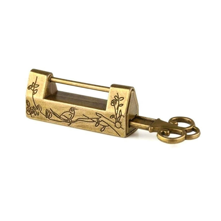 Chinese Vintage Antique Locks Old Style Lock Excellent Top Word Brass Pad.  Y2A6 
