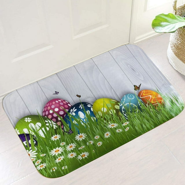Xihbxyly Felpudo de Pascua, Base de Pvc Antideslizante, Poliéster Suave, Cómodo y Duradero, Multiusos, Ideal para Interiores y Exteriores, Pasillos, Salas de Estar y Cocinas, 40 X 60 Cm.