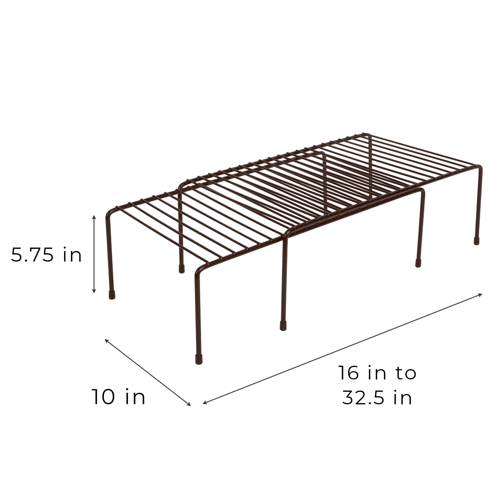 Smart Design Cabinet Storage Shelf Rack - Extendable 16 to 32.5 inch - Steel Metal Wire - Bronze