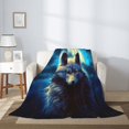 thumbnail image 4 of PHELIKA Galaxy Wolf Moon 02 All Season Soft Throw Blanket Lightweight Flannel Fleece Blankets 50"x40", 4 of 8