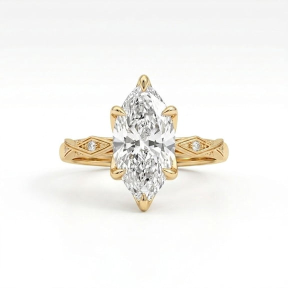 2.30 CTW Marquise Cut Lab Grown Diamond Engagement Ring 14K Yellow Gold Vintage Wedding Bridal Ring Anniversary Gift Her