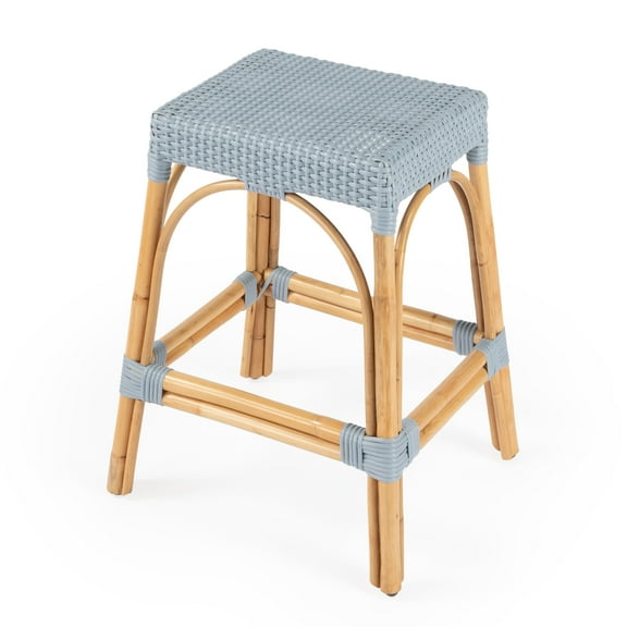 Butler Specialty Company Robias Rattan 24.5" Counter Stool - Baby Blue