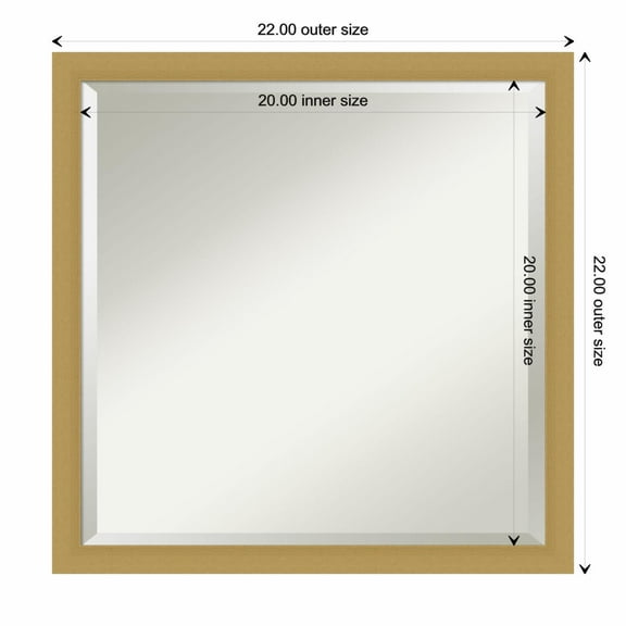 Amanti Art Grace Brushed Gold Narrow Beveled Wood Wall Mirror 22 x 22 in.