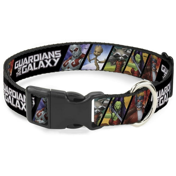 Marvel Comics Pet Collar, Dog Collar Plastic Buckle, Guardians of the Galaxy Character Pose Blocks, 7 to 8.5 Inches 0.5 Inch Wide
