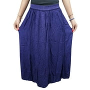 Mogul Women's Fashion Skirt Blue Peasant Hippie Boho Gypsy Skirts