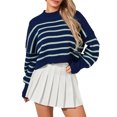 thumbnail image 1 of SUNSIOM Pull-Over Femme Couleur Unie/rayé Col Rond Manches Longues Ample Printemps Automne Décontracté Mode Urbaine, 1 of 6