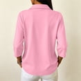 thumbnail image 4 of Women's Polo Shirts 3/4 Sleeve Casual Business Collared Shirt Golf Shirt Work Tops Pink 2XL, 4 of 9
