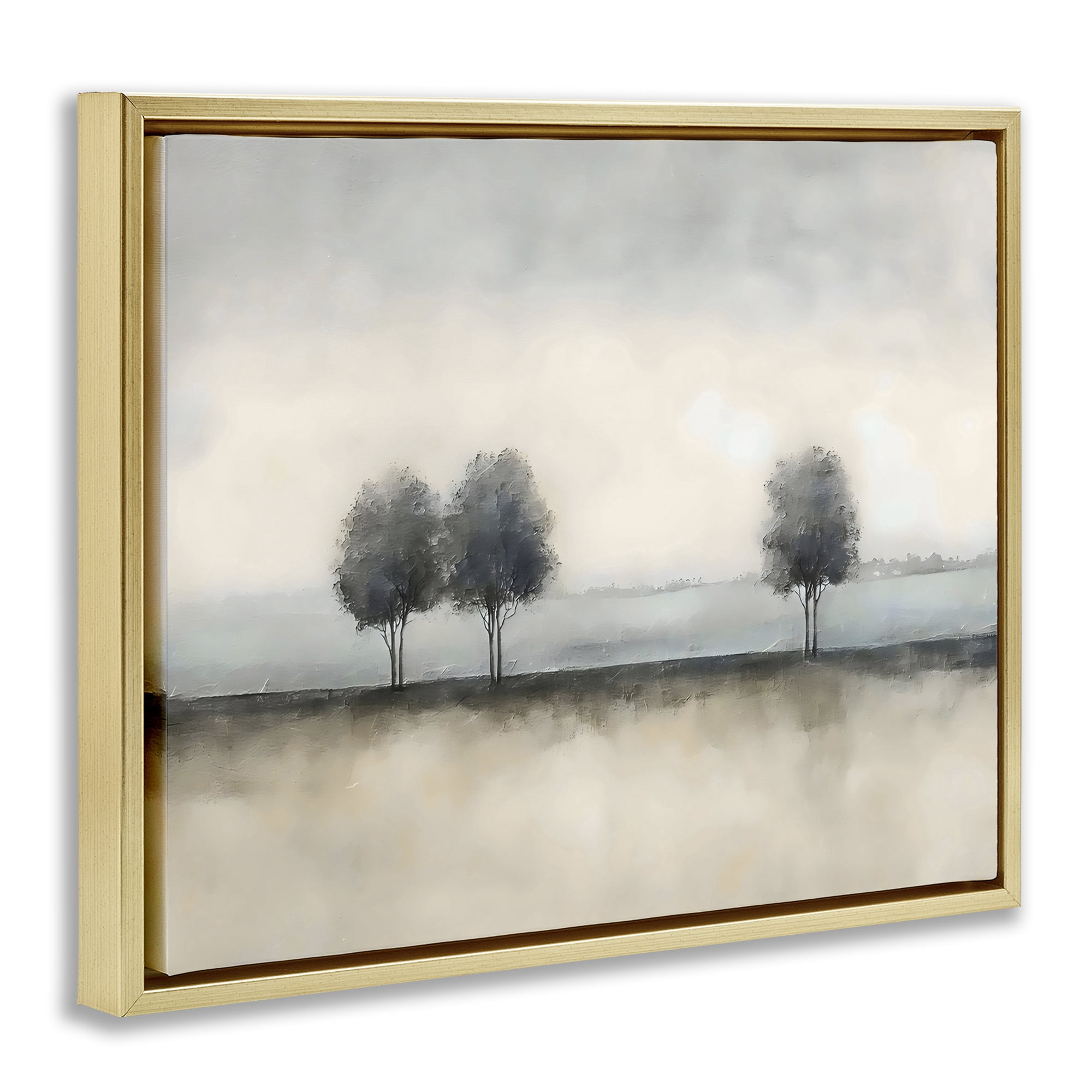 Stupell Industries Muted Trees Horizon Gold Framed Floater Canvas Wall Art, design by Riley B
