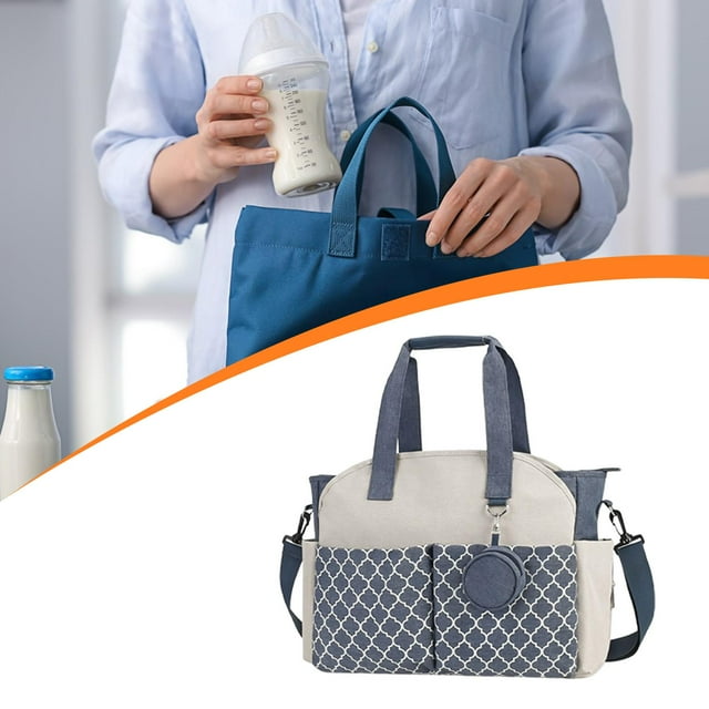 Bolsa de Pañales para Bebé, Organizador de Pañales, Práctica Y Versátil, Tela con Efecto Esmerilado Que Permite Guardar Artículos Esenciales, Ideal Pa Azul Blanco