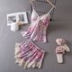 thumbnail image 3 of Daeyard Sexy Lace Cami and Shorts 2 Pieces Pajama Set For Women Silk Floral Pjs Lingerie Set Satin Sleepwear Nightwear, 3 of 3