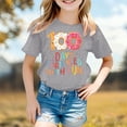 thumbnail image 2 of XAOFW Girl's T-Shirts 100 Days Of School Print Short Sleeve Crewneck T Shirt Back To School Season Loose Fit Tee Shirt Outdoor Activities Stylish Cozy Tops, 2 of 4