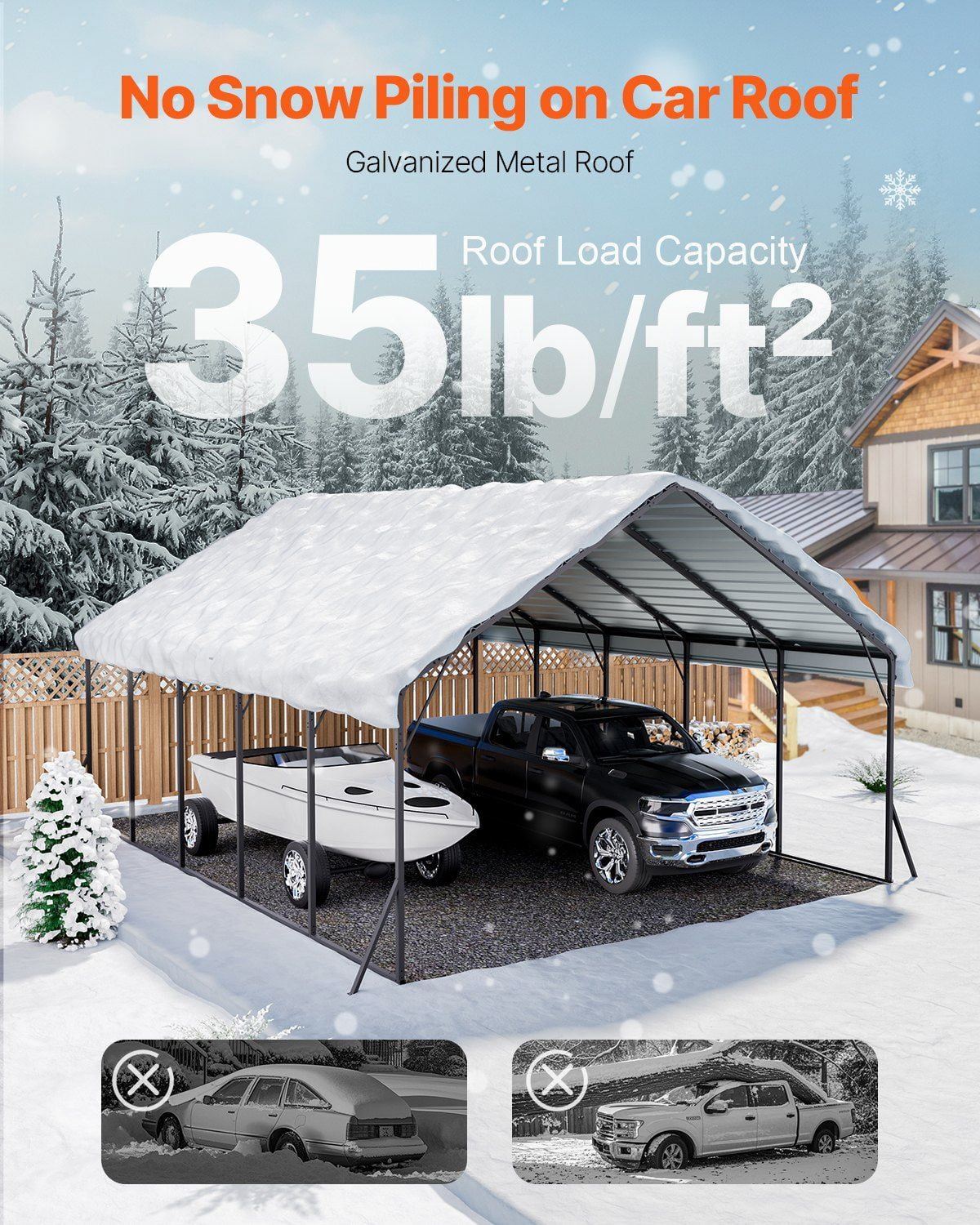 20 x 24 ft Heavy-Duty Metal Carport, Outdoor Car Shelter Garage for Cars, Trucks, Boats, RVs & Vehicles – Weather-Resistant Steel Canopy Cover with Anchoring Kit