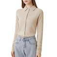 thumbnail image 1 of Ladies Early Autumn Solid Color German Velvet Lapel Cardigan Top for Daily Wear and Versatile Style, 1 of 8