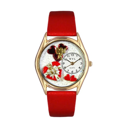 Whimsical Watches Womens C1226001 Classic Gold Valentines Day Red Red Leather And Goldtone Watch