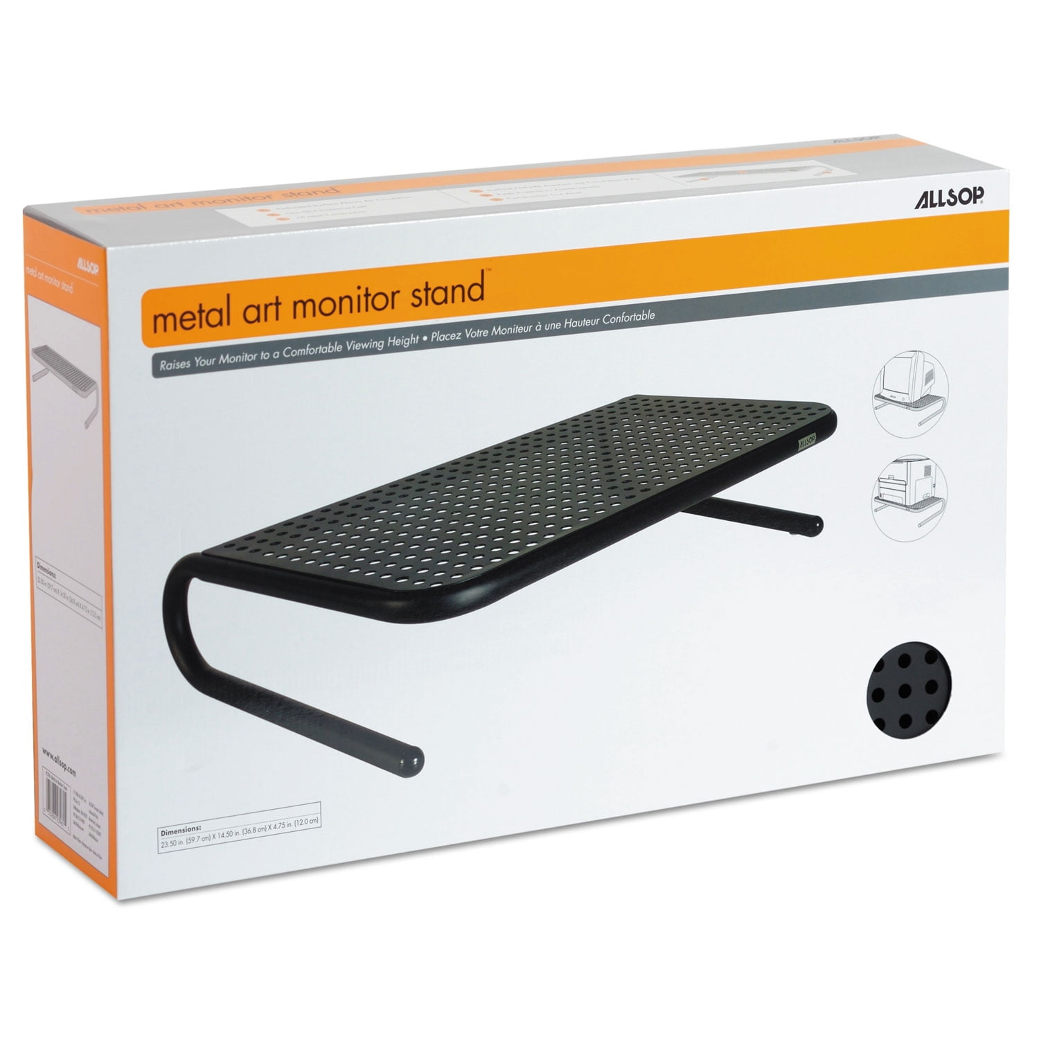Allsop® Metal Art Monitor Stand, 19" X 12.5" X 5.25", Black, Supports 30 Lbs