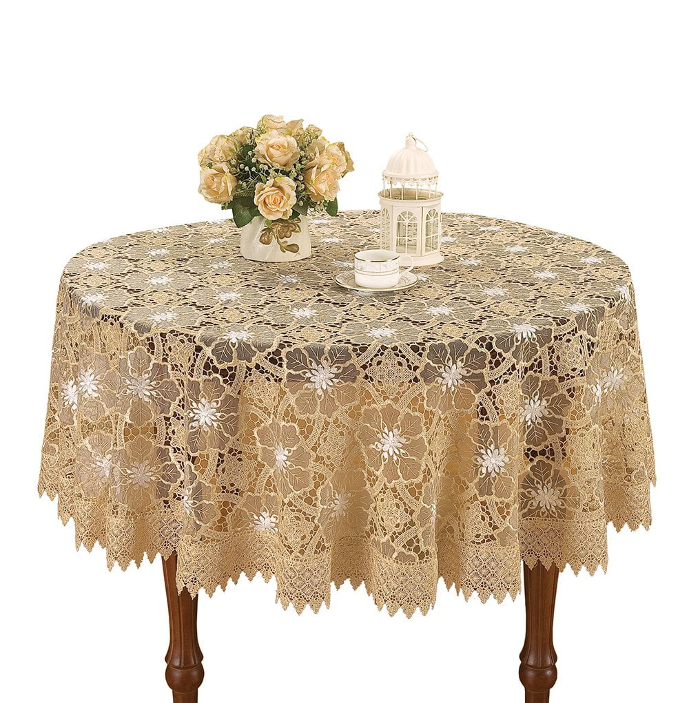 Simhomsen Beige Embroidered Lace Tablecloth 36 Inch Round Com