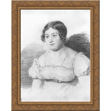 Portrait of Alexandra Lanskaya 24x20 Gold Ornate Wood Framed Canvas Art by Orest Kiprensky