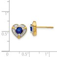 thumbnail image 2 of 14K Yellow Gold Diamond & Sapphire Fancy Heart Stud Earrings, 2 of 7