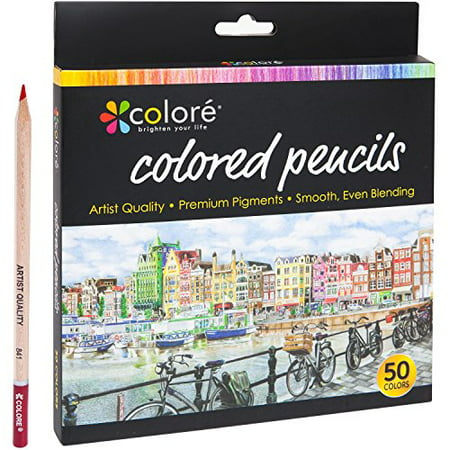 Colore Colored Pre-Sharpened Pencils Set - 50 Vibrant