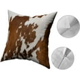 thumbnail image 3 of Western Cow Print Throw Pillows Cover Brown Faux Fur Cowhide Decorative Pillow Covers 20x20 Inch Set of 2 Farmhouse Animal Print Pillowcase Square Cushion Cover for Home Couch Sofa Bed Room Decor, 3 of 6