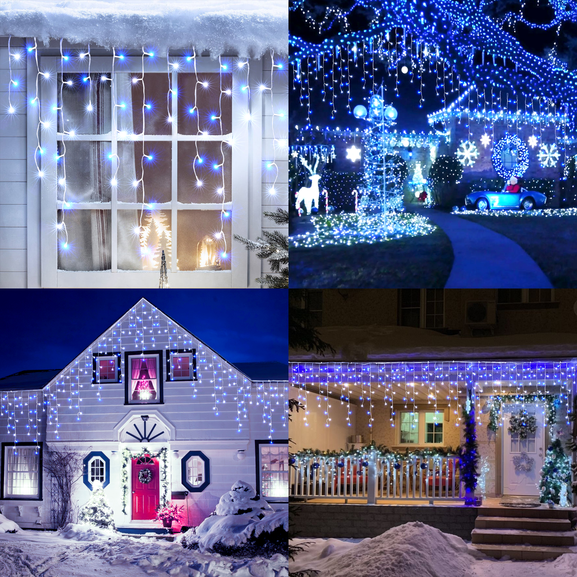 Toodour 360 LED White & Blue Icicle Christmas Lights photo 7