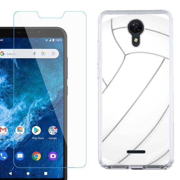Slim-Fit Protective Phone Case compatible with Cricket Icon 2, with Tempered Glass Screen Protector, by OneToughShield ® - Volleyball