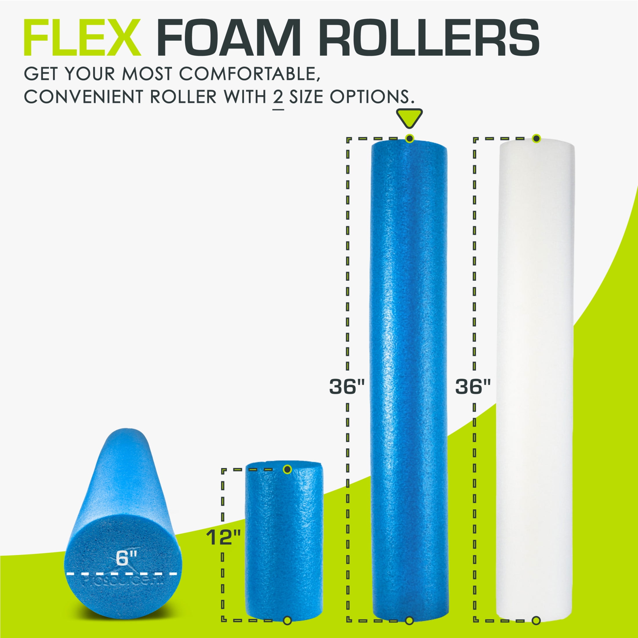 ProsourceFit Flex Foam Rollers, Full and Half, 36"L or 12"L for Muscle Therapy (MFR), Core Stabilization and Balance Exercises